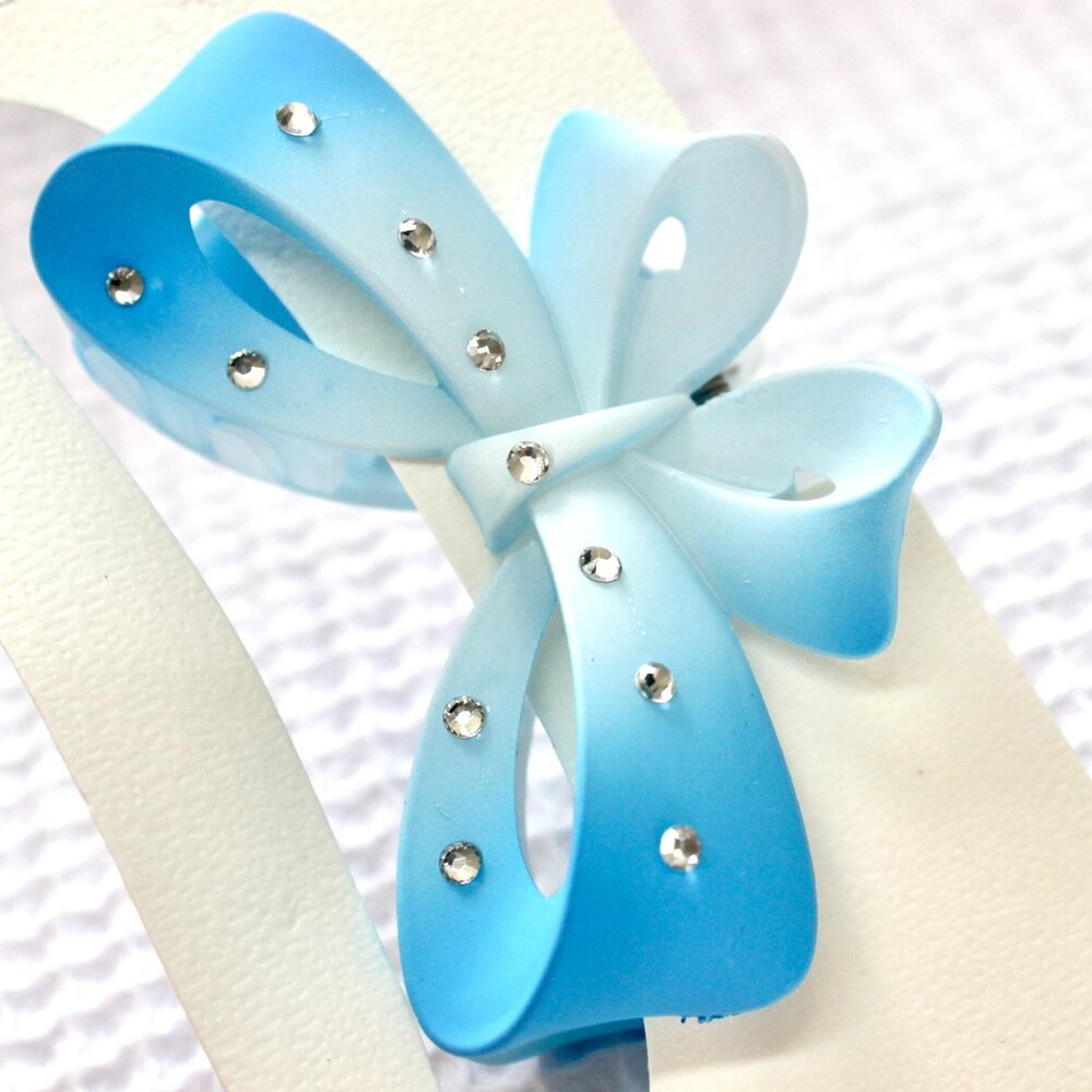 NWT Blossom Blue Gradient Rhinestone Gem Bow Coquette Cute Hair Clip